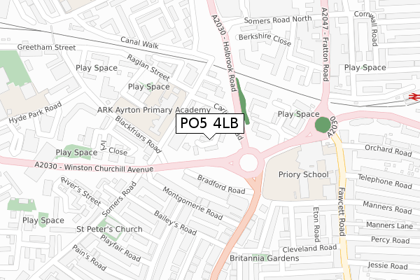 PO5 4LB map - large scale - OS Open Zoomstack (Ordnance Survey)