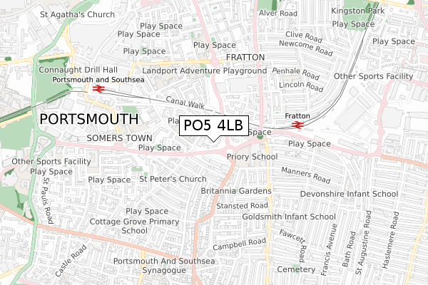 PO5 4LB map - small scale - OS Open Zoomstack (Ordnance Survey)