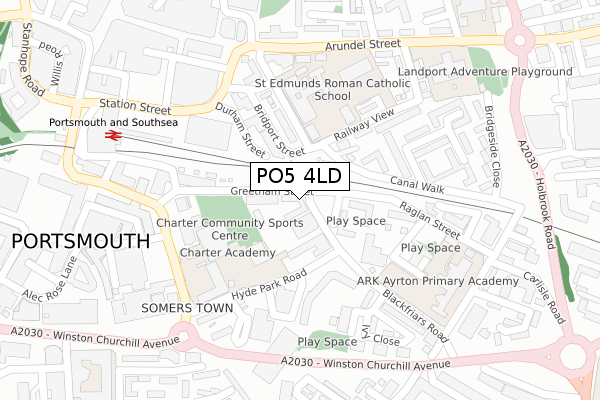 PO5 4LD map - large scale - OS Open Zoomstack (Ordnance Survey)