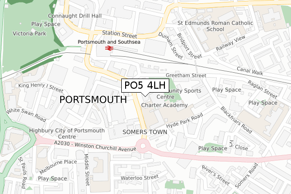 PO5 4LH map - large scale - OS Open Zoomstack (Ordnance Survey)