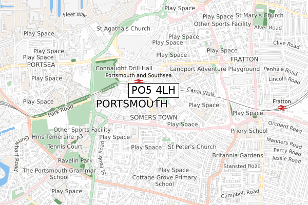 PO5 4LH map - small scale - OS Open Zoomstack (Ordnance Survey)