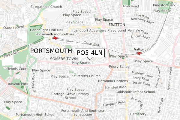 PO5 4LN map - small scale - OS Open Zoomstack (Ordnance Survey)