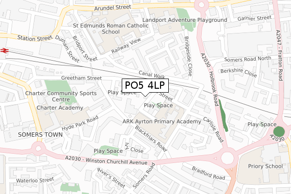 PO5 4LP map - large scale - OS Open Zoomstack (Ordnance Survey)