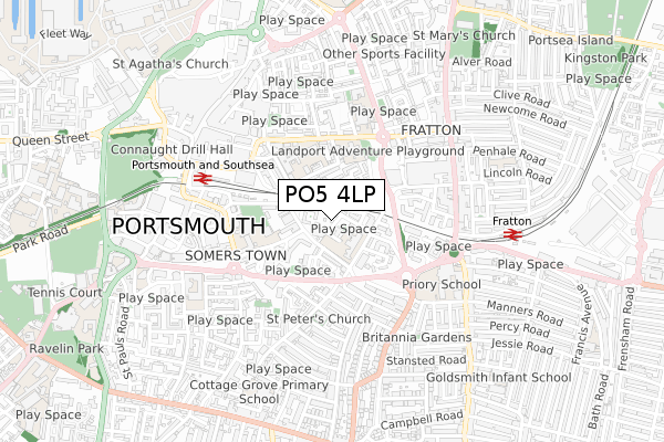 PO5 4LP map - small scale - OS Open Zoomstack (Ordnance Survey)