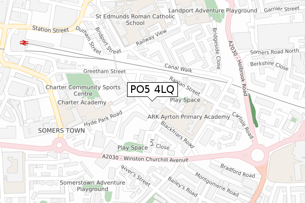 PO5 4LQ map - large scale - OS Open Zoomstack (Ordnance Survey)