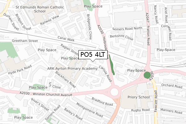 PO5 4LT map - large scale - OS Open Zoomstack (Ordnance Survey)