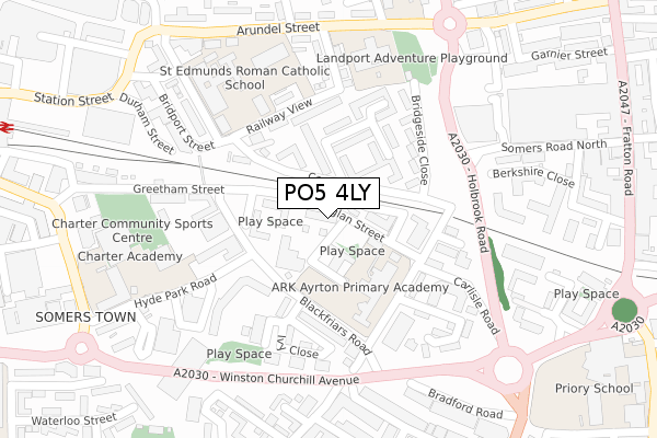 PO5 4LY map - large scale - OS Open Zoomstack (Ordnance Survey)