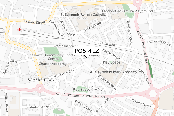 PO5 4LZ map - large scale - OS Open Zoomstack (Ordnance Survey)