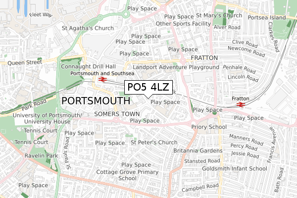 PO5 4LZ map - small scale - OS Open Zoomstack (Ordnance Survey)