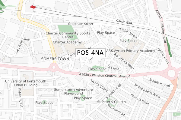 PO5 4NA map - large scale - OS Open Zoomstack (Ordnance Survey)