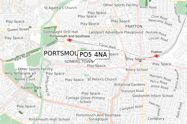 PO5 4NA map - small scale - OS Open Zoomstack (Ordnance Survey)