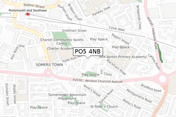 PO5 4NB map - large scale - OS Open Zoomstack (Ordnance Survey)