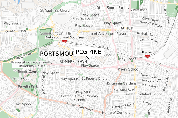 PO5 4NB map - small scale - OS Open Zoomstack (Ordnance Survey)