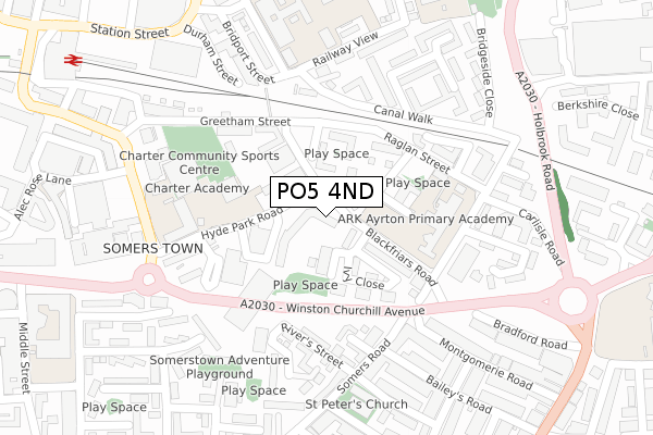 PO5 4ND map - large scale - OS Open Zoomstack (Ordnance Survey)