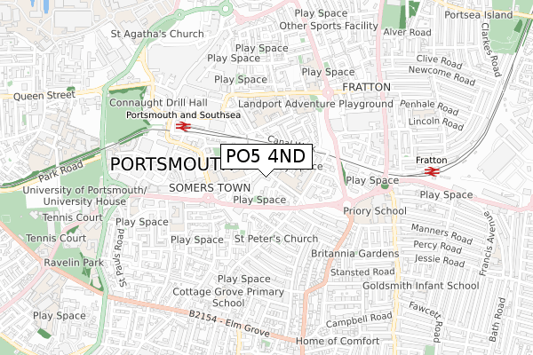 PO5 4ND map - small scale - OS Open Zoomstack (Ordnance Survey)