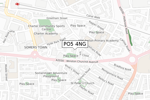 PO5 4NG map - large scale - OS Open Zoomstack (Ordnance Survey)