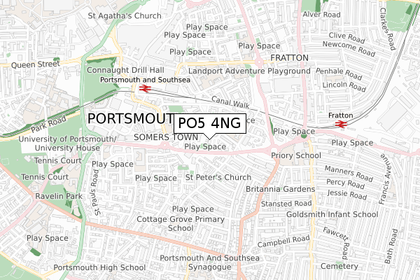 PO5 4NG map - small scale - OS Open Zoomstack (Ordnance Survey)