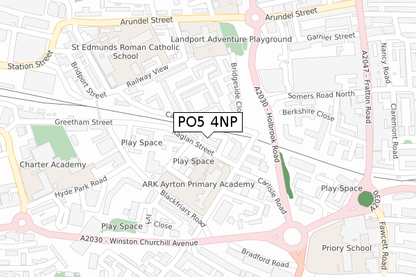 PO5 4NP map - large scale - OS Open Zoomstack (Ordnance Survey)