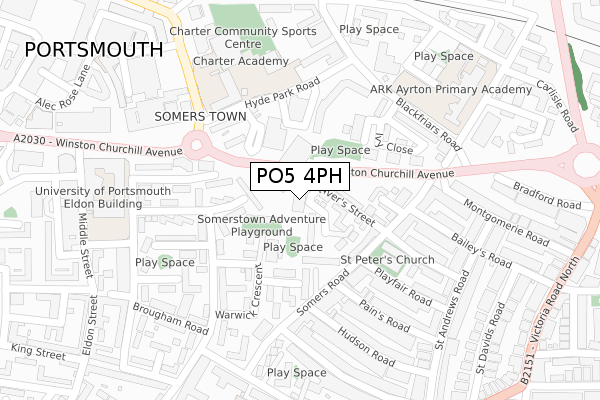 PO5 4PH map - large scale - OS Open Zoomstack (Ordnance Survey)