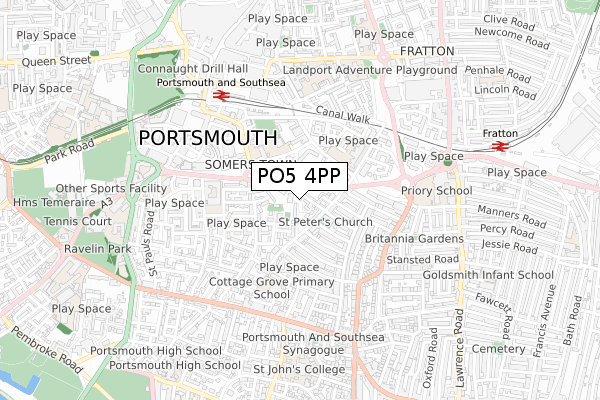 PO5 4PP map - small scale - OS Open Zoomstack (Ordnance Survey)