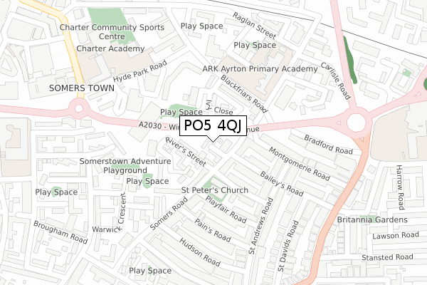 PO5 4QJ map - large scale - OS Open Zoomstack (Ordnance Survey)