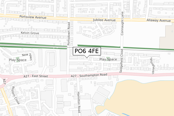 PO6 4FE map - large scale - OS Open Zoomstack (Ordnance Survey)