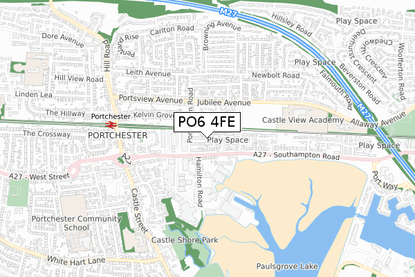 PO6 4FE map - small scale - OS Open Zoomstack (Ordnance Survey)