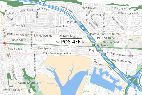 PO6 4FF map - small scale - OS Open Zoomstack (Ordnance Survey)