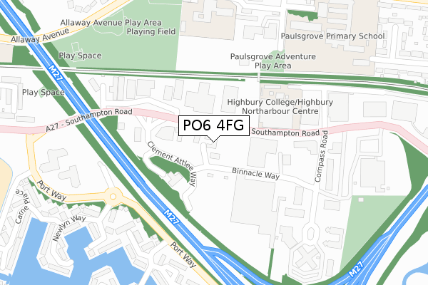 PO6 4FG map - large scale - OS Open Zoomstack (Ordnance Survey)