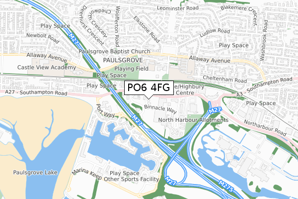 PO6 4FG map - small scale - OS Open Zoomstack (Ordnance Survey)