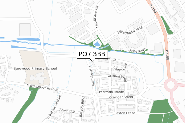 PO7 3BB map - large scale - OS Open Zoomstack (Ordnance Survey)