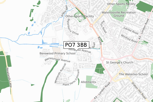 PO7 3BB map - small scale - OS Open Zoomstack (Ordnance Survey)