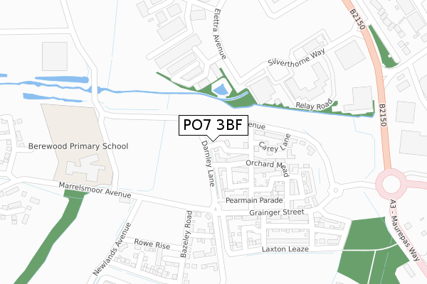 PO7 3BF map - large scale - OS Open Zoomstack (Ordnance Survey)