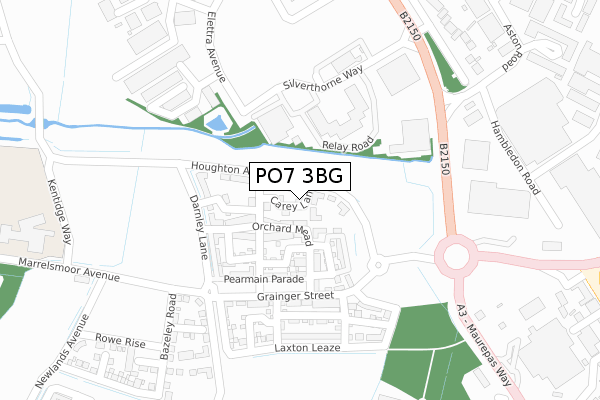 PO7 3BG map - large scale - OS Open Zoomstack (Ordnance Survey)