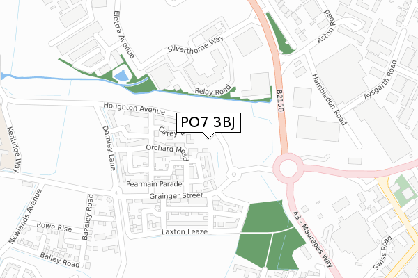 PO7 3BJ map - large scale - OS Open Zoomstack (Ordnance Survey)