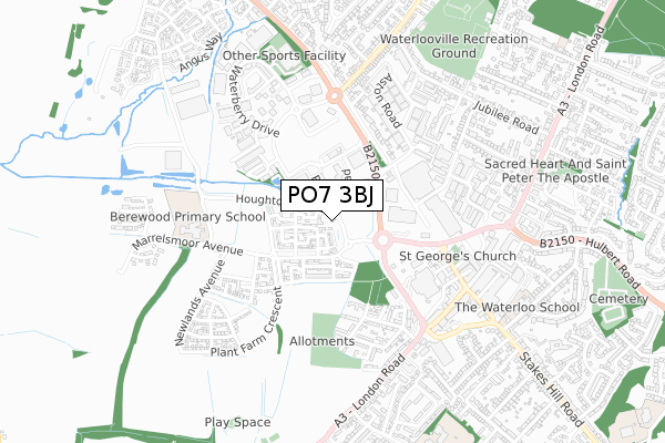 PO7 3BJ map - small scale - OS Open Zoomstack (Ordnance Survey)