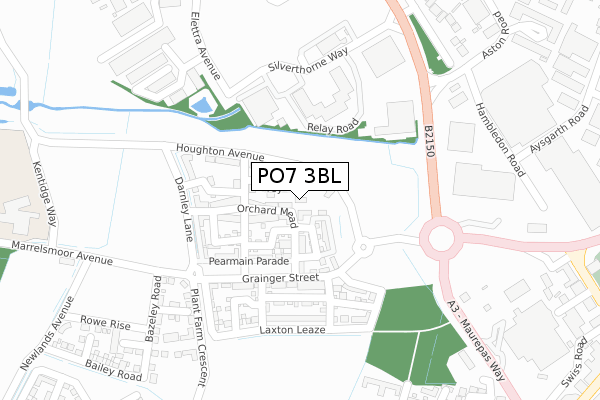 PO7 3BL map - large scale - OS Open Zoomstack (Ordnance Survey)