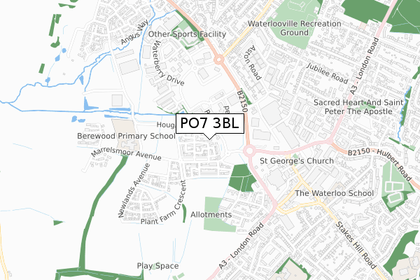 PO7 3BL map - small scale - OS Open Zoomstack (Ordnance Survey)