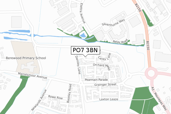 PO7 3BN map - large scale - OS Open Zoomstack (Ordnance Survey)