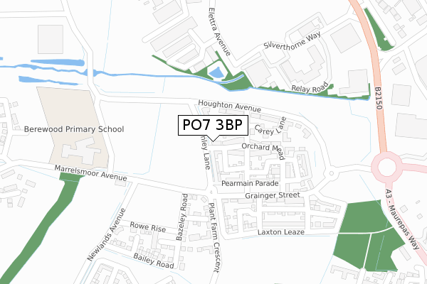 PO7 3BP map - large scale - OS Open Zoomstack (Ordnance Survey)