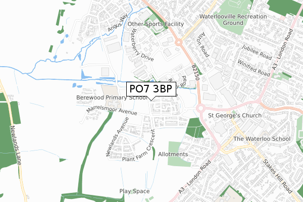 PO7 3BP map - small scale - OS Open Zoomstack (Ordnance Survey)