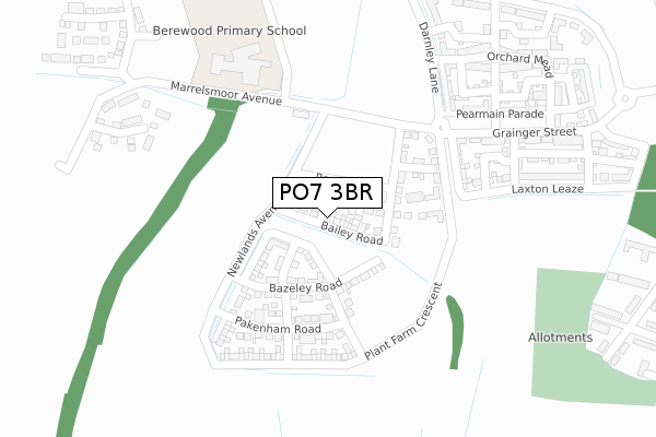 PO7 3BR map - large scale - OS Open Zoomstack (Ordnance Survey)