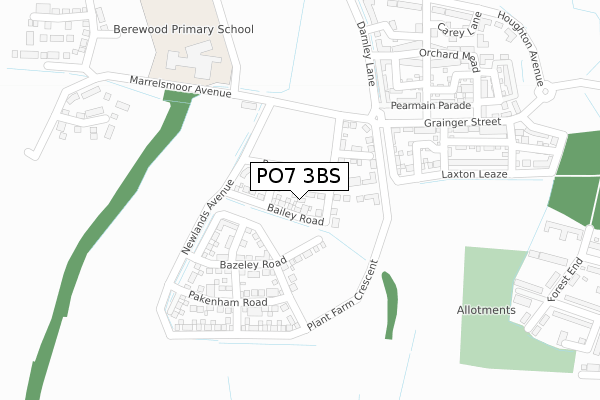 PO7 3BS map - large scale - OS Open Zoomstack (Ordnance Survey)