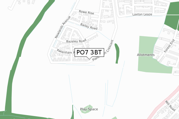 PO7 3BT map - large scale - OS Open Zoomstack (Ordnance Survey)