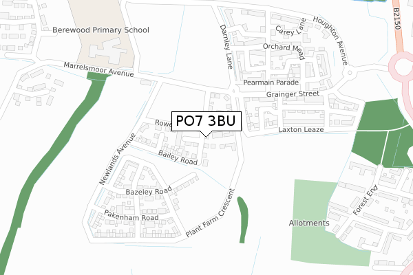 PO7 3BU map - large scale - OS Open Zoomstack (Ordnance Survey)