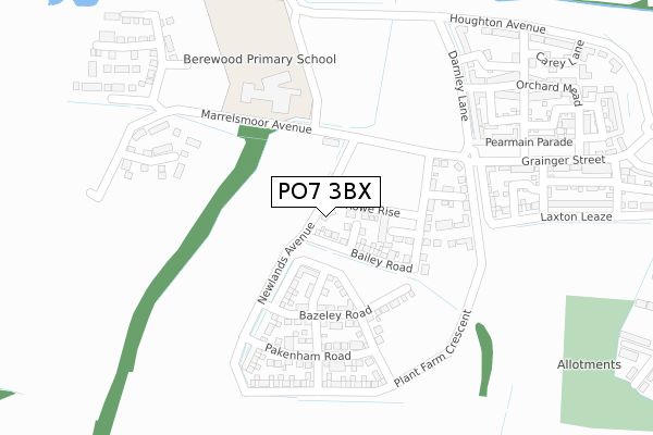 PO7 3BX map - large scale - OS Open Zoomstack (Ordnance Survey)