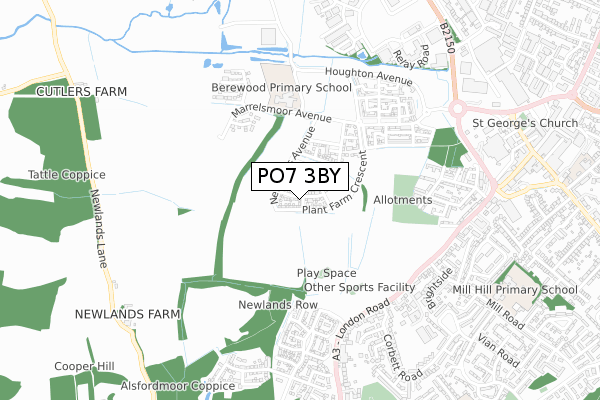 PO7 3BY map - small scale - OS Open Zoomstack (Ordnance Survey)