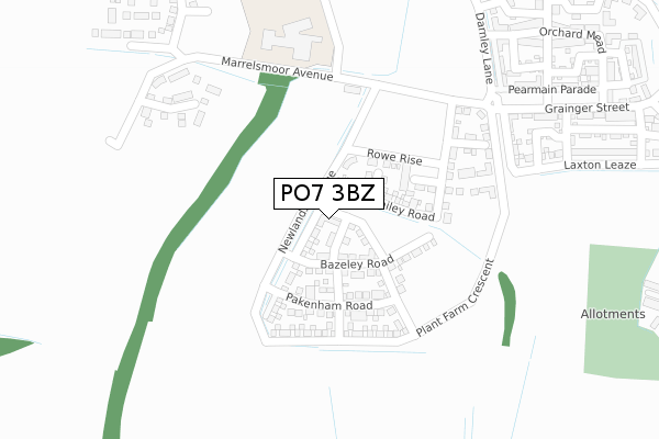 PO7 3BZ map - large scale - OS Open Zoomstack (Ordnance Survey)