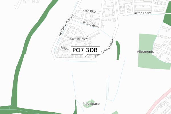 PO7 3DB map - large scale - OS Open Zoomstack (Ordnance Survey)