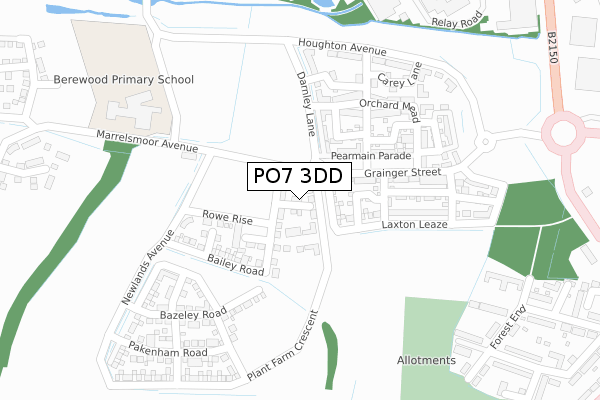 PO7 3DD map - large scale - OS Open Zoomstack (Ordnance Survey)